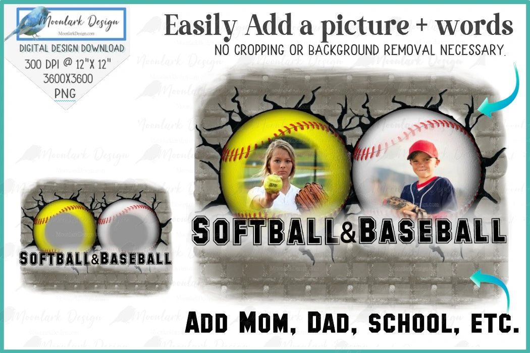 Baseball and Softball Add a Picture PNG Download Cracked Brick Wall